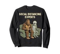 Social Distancing Experts Funny Mythical Duo Bigfoot Alien Felpa