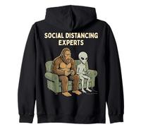 Social Distancing Experts Funny Mythical Duo Bigfoot Alien Felpa con Cappuccio