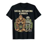 Social Distancing Experts Funny Mythical Duo Bigfoot Alien Maglietta
