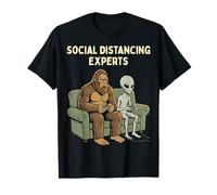 Social Distancing Experts Funny Mythical Duo Bigfoot Alien Maglietta