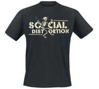 Social Distortion Checkered Skellie Uomo T-Shirt Nero XL 100% Cotone Regular