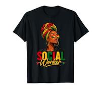 Social Worker Afro Woman Black Pride Design Maglietta