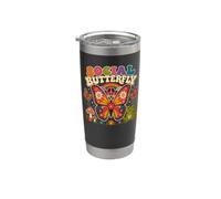 Sociale Farfalla Hippie Fiore Potenza Pace Vibes Ragazze Felice Bicchiere termico in acciaio inox doppia parete