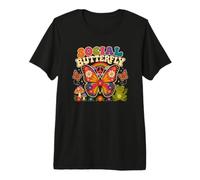 Sociale Farfalla Hippie Fiore Potenza Pace Vibes Ragazze Felice Maglietta Premium