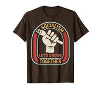 Socialismo Let's Starve Together Fork Retro Libertarian Capit Maglietta