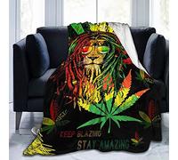 Socira Rasta - Coperta in pile Sherpa, Marijuana Jamaica Weed Reggae, super morbida, per uomo e donna, calda coperta da ufficio, in flanella, per casa, divano, auto, 150 x 150 cm
