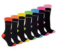 Sock Snob - Confezione da 7 calzini da donna con scritta "Days Of The Week", colore: nero, DOTW, 4-8
