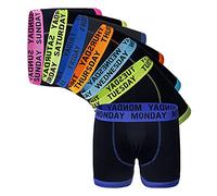Sock Stack Boxer 7 Days Of The Week per ragazzi boxer in cotone ricco biancheria intima stretch boxer boxer tronco, Nero , 13 anni