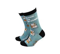 Sock Therapy, calzini da uomo in bambù colorati, design intelligente, comodi e traspiranti, calzini da uomo con scritta "Shhh I'm reading", Nero , 8-11