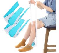 Sock Threader,Sock Threader-Tools to Help Put on Socks,Sock Threader for The Elderly,Sock Helpers to Put On Your Socks for Seniors,No Need to Bend over to Assist in Wearing Socks (2 pcs-Light Blue)