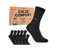 sockenkauf24 10 Paia Calze Confort Diabetici Donna 35-38 senza Elastico Cotone senza Cucitura Nero