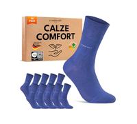 sockenkauf24 10 Paia Calze Confort Diabetici Uomo 43-46 senza Elastico Cotone senza Cucitura Blu