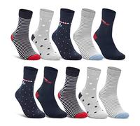 sockenkauf24 10 Paia Calze Donna Cotone Motivi Fantasia Strisce Puntini Cuori Multicolore 34857 (39-42)