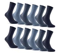 sockenkauf24 12 Paia Calze Uomo Donna Calzini Lunghi Business Comode Cotone Traspiranti 70203T WP (Jeans Blu Navy 47-50)