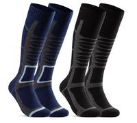 sockenkauf24 2 Paia Calze da Sci Uomo e Donna Termiche, Tecniche e Traspiranti 34175 (Nero Blu 43-46)