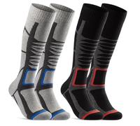 sockenkauf24 2 Paia Calze da Sci Uomo e Donna Termiche, Tecniche e Traspiranti 34175 (Nero Grigio 39-42)