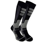 sockenkauf24 2 Paia di Calze da Sci e Snowboard da Uomo & Donna Altezza Fino a Ginocchio Respiranti Traspiranti Sportive Ski Calze Termiche (Nero | Nero, 35-38)