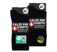 sockenkauf24 6 Paia Calze Diabetici senza Elastico 97% Cotone senza Cucitura Uomo & Donna (35-38 Nero)