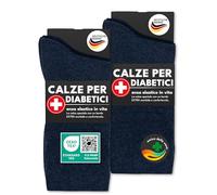 sockenkauf24 6 Paia Calze Diabetici senza Elastico 97% Cotone senza Cucitura Uomo & Donna (43-46 Blu)