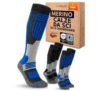sockenkauf24 Calze da Sci Uomo Lana Merino 2 Paia 43-46 Nero/Blu