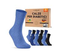 sockenkauf24 Calze Diabetici Uomo 43-46 Nero Blu senza Elastico Cotone senza Cucitura 10 Paia