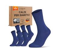 sockenkauf24 Calze Diabetici Uomo 47-50 Blu 97% Cotone 6 Paia senza Elastico senza Cucitura