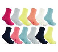 sockenkauf24 Calzini morbidi da donna, antiscivolo, suola in ABS, morbidi (6 o 12 paia), 12 paia di colori misti, 35-42