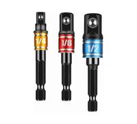 Socket Adapter 3 Pack Set, 1/4", 3/8", And 1/2"; Drive, Socket To Drill Adpater for Impact Drivers