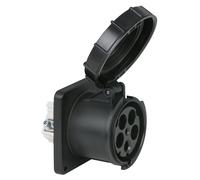 Socket Female 5P 125A/400V IP67 Black - PCE 91354