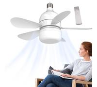 Socket - Piccola ventola a incandescenza telecomandata, ventilatori a soffitto e telecomando | lampade ventilatore 3 modalità di illuminazione, migliorano l'atmosfera delle modalità di illuminazione
