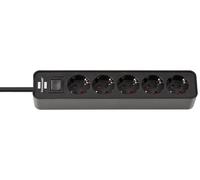 SOCKET STRIP 5X BLACK 1.5M - ECOLOR NEW