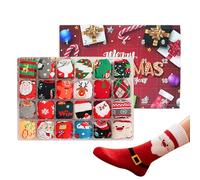 Socks Advent Christmas Calendar, 24 Day Holiday Countdown Gift Box with 12 Pairs of Winter Crew Socks, Festive Surprise Calendar for Women, Men, Adults, and Teens, Holiday Season Celebration