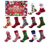 Socks Christmas Calendar - 24 Days Countdown Present Box, 12 Pairs Homey Winter Crew Socks, Fun Surprise Holiday Collection for Women Men Teens, Festive Fashion Accessory, 14,57 x 9,84 x 1,97 Inches