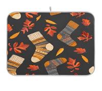 Socks - Tappetino scolapiatti con motivo a foglie d'acero, 45 x 61 cm, assorbente, per cucina, asciugatura rapida
