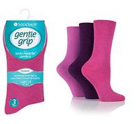 sockshop Gentle Grip Calzini da donna per diabetici, senza cuciture, con punta a nido d'ape, non elastici, 3 paia Viola Mix viola.