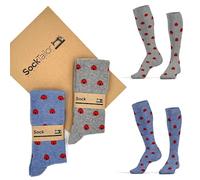 SockTailor Calze Uomo Lunghe in Caldo Cotone, Fantasie Eleganti e Divertenti Coccinelle, Calze Uomo Invernali, Calzini Uomo Lunghi 41 46, Made in Italy, 2 Paia Cielo Grigio, Pacchetto Ecologico