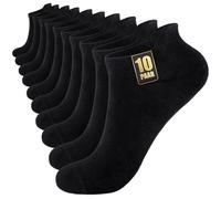 SockWaddles 10 Paia Calzini Corti Uomo & Donna, Calze Corte Cotone Estive, Calze Sportive Alla Caviglia, Calzini Traspiranti Adatte per Sport, Running, Lavoro, Casa, Unisex, 10 Nero,43-46