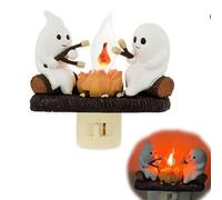 SOCLING 2024 Ghost Campfire Flickering Night Light, Halloween LED Ghost Light, Ghost Campfire Flickering 3D LED Night Light, Halloween Night Lights Plug Into Wall, Halloween Creative Gift