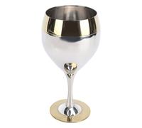 Socobeta Bicchiere da Vino Infrangibile in Acciaio Inossidabile con Bordo Dorato per Eleganti Eventi All'aperto, 350 Ml
