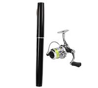 Socobeta Canna da Pesca Tascabile con Mulinello da Spinning, Mini Penna Ultra Compatta e Mulinello Combinati per la Pesca Sul Ghiaccio in Mare e Fiume (Nera)