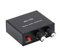 Socobeta Distributore Audio Attivo Mini Piccolo Amplificatore con Controllo del Volume Indipendente per Cuffie Ingresso Uscita da 3,5 Mm Lega di Alluminio 1 Ingresso 2 Uscite