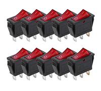 Socobeta Interruttore a Bilanciere a 3 Pin da 10 Pezzi On Off 2 Posizioni Luce Rossa 15A 250VAC per Apparecchiature Industriali per Elettrodomestici