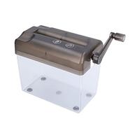 Socobeta Mini Distruggidocumenti Manuale Distruggidocumenti a Manovella per Fogli A6 e metà A4 con Contenitore Antipolvere Trasparente per Scrivania da Ufficio 20,5x9,8x14 Cm (Grigio)