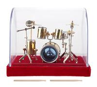 Socobeta Modello di Set di Batteria per Strumenti Musicali in Miniatura, Squisito Artigianato in Rame Fatto a Mano per la Scrivania di Casa e la Decorazione della Tavola Dell'ufficio (14 cm)