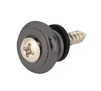 Socobeta Pulsante di Blocco della Tracolla per Chitarra da 10 Pezzi, Perno Terminale in Metallo con Accessori a Vite Parti Musicali per Chitarra Elettrica Basso Ukulele (Nera)