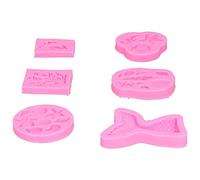 Socobeta Set di Stampi per Fondente, Durevole - 40 ℃ A +230 ℃ MAPPA CAKE 6pc Silicone Senza Bastoncini per gli Amici per la Decorazione di Cupcake per Preparare il Cioccolato (Rosa)