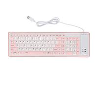 Socobeta Tastiera Pieghevole in Silicone Cablata USB da 103 Tasti con Silenziatore Impermeabile Arrotolabile per PC Portatile Desktop (Roseo)