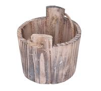 Socobeta Vaso da fiori rustico, resistente alle intemperie, rotondo, in legno, per ufficio