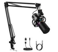 socodox Microfono da Gaming XLR/USB con Braccio Articolato, Microfono Dinamico con Funzione di Silenziamento One-Touch, Controllo del Guadagno,Microfono RGB per Podcast,Streaming,Registrazione e Voce