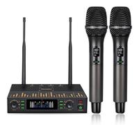 Socodox Sistema Microfono Wireless, con Soppressione Del Feedback, Auto Scan, Riverbero, Portata 80m, 2x100 UHF, Microfoni Wireless Professionali Dinamico Per Karaoke, Canto, Matrimoni, Chiesa, DJ